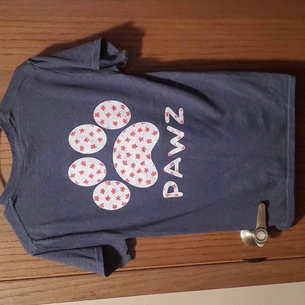 Size S Gray with Floral Print Paw Print PAWZ Shirt